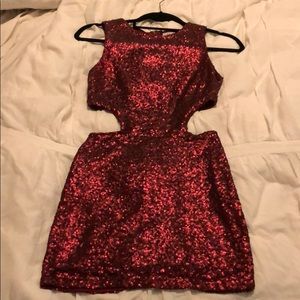 Red Sequin Dress Side Cutout (holidays, parties)
